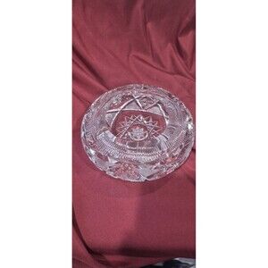 Vtg American Brilliant Cut Leaded Crystal 6” Ashtray Clear 2.5lbs. Cigarette EUC